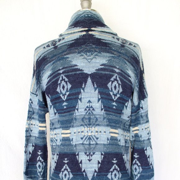 Ralph Lauren Denim & Supply Blue Southwest Cardigan Sweater Jacket L - Picture 9 of 10